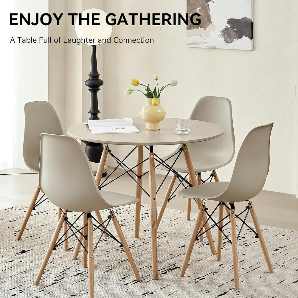 5-Piece Round Dining Set, 35.5" Sand Table Chairs Set of 4