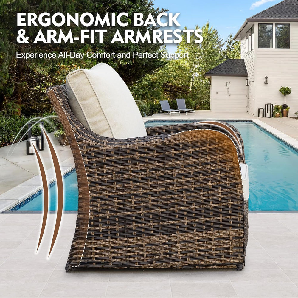 MEISSALIVVE 6 Pieces Outdoor Patio Furniture Set, Wicker Patio Conversation S...