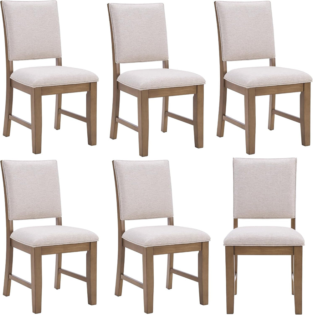 Upholstered Dining Chairs Set of 6 Farmhouse Kitchen Chairs with Cross Back A...
