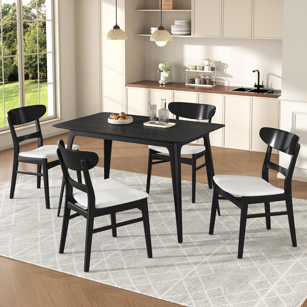 Wood Dining Room Table Set for 4,Mid Century Modern Dining Table Set,Kitchen ...