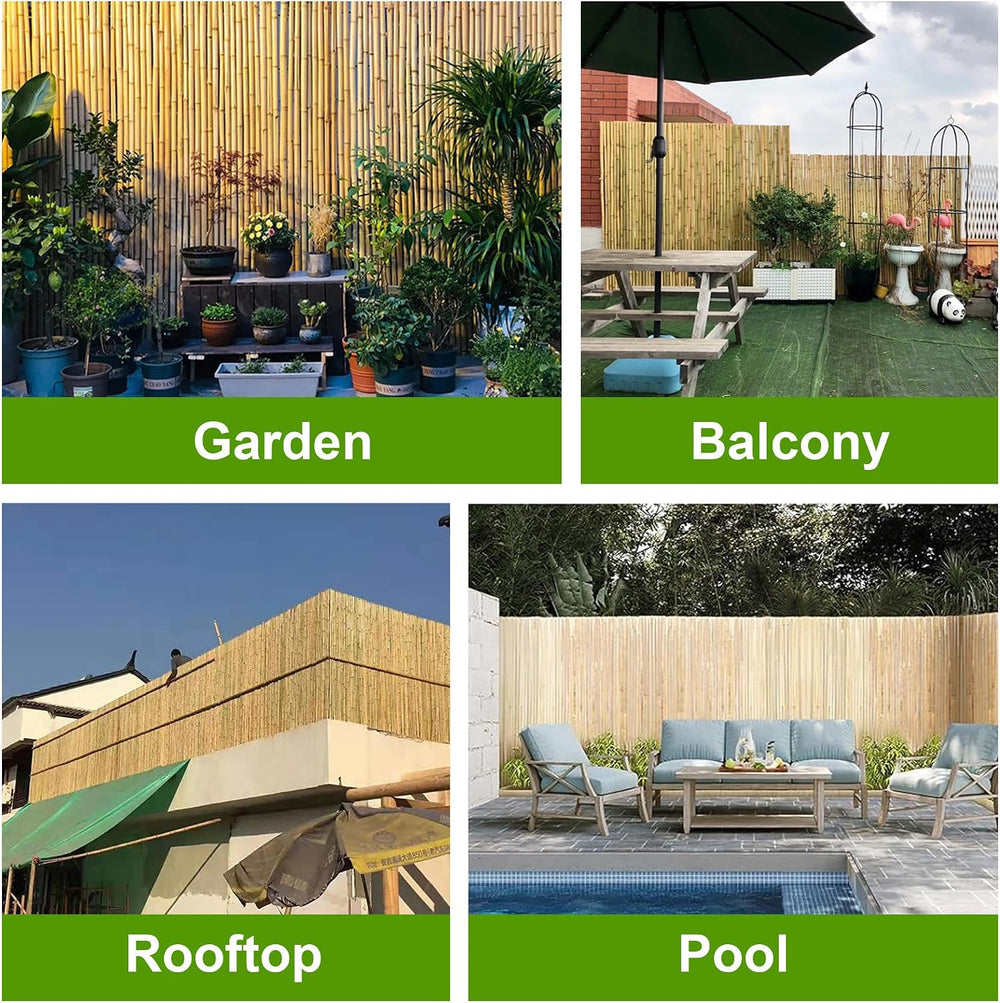 Bamboo Fencing Roll 6 ft High x 8 ft Long x 0.75 in D, Natural Bamboo Privacy...