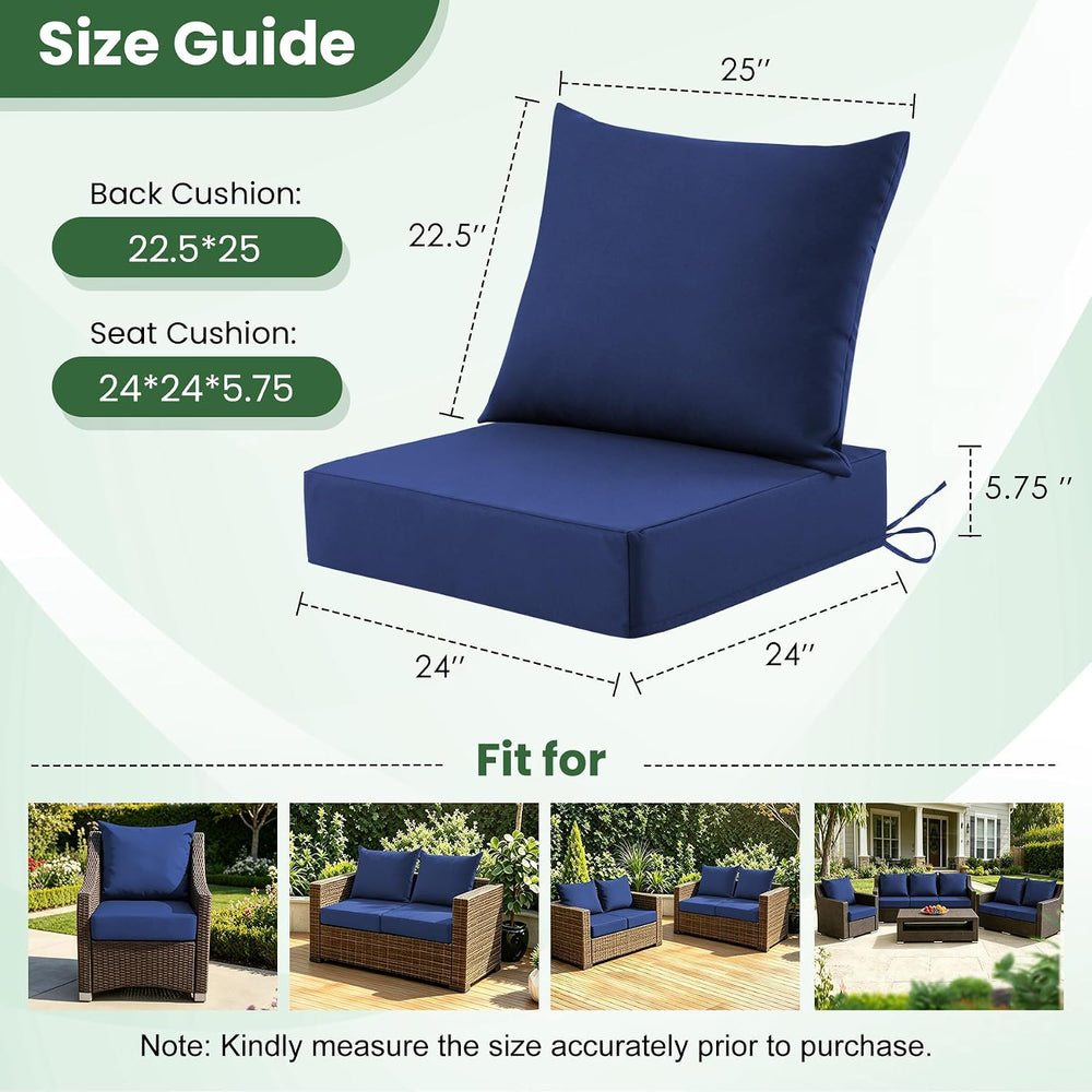 Patio Cushions for Outdoor Furniture, 24x24 Outdoor Couch Cushions, Waterproo...