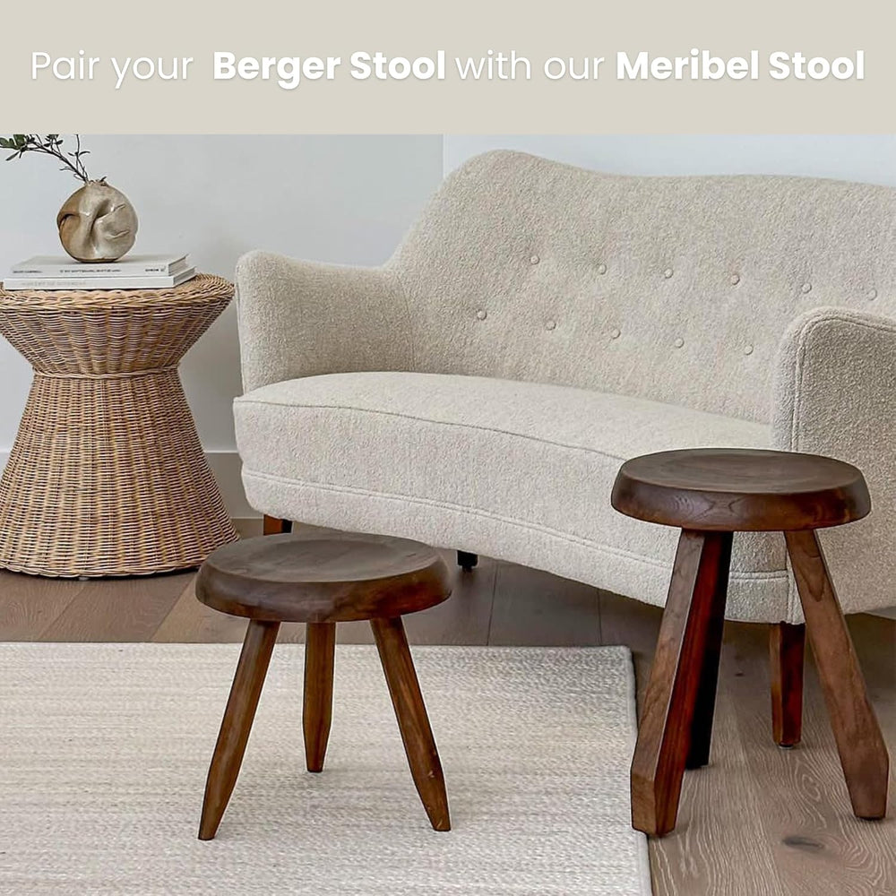 Berger Teak Milking Stool - Versatile Sitting Stool, Small Side Table, Outdoo...