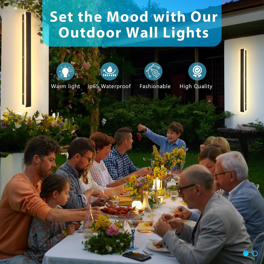 Outdoor Wall Light LED Long Wall Sconce 31.5in Ip65 Waterproof Black Modern O...