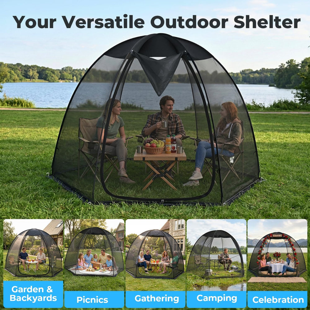 Alvantor® Pop Up Screen House Tent 10x10 FT, Snap-fit Black Mesh Screen Gazeb...