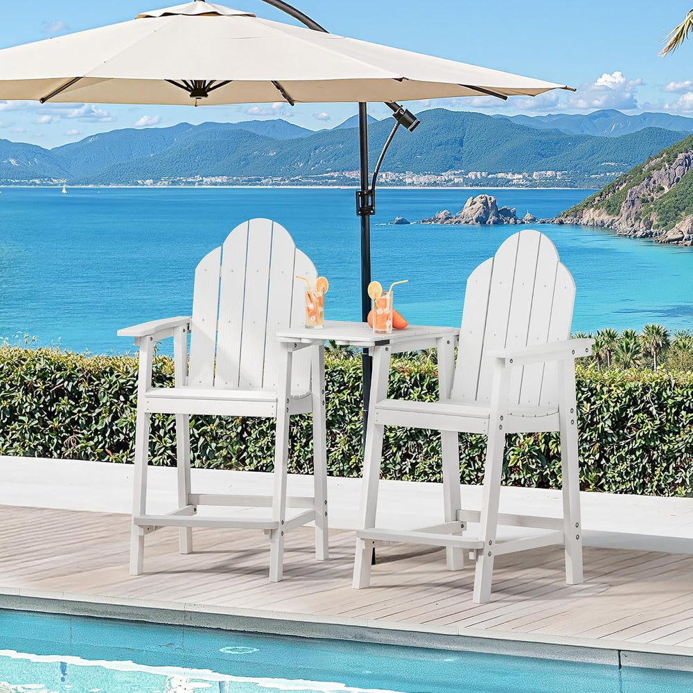 LUE BONA Tall Adirondack Chair Set of 4, HDPS Bar Height Chairs, White
