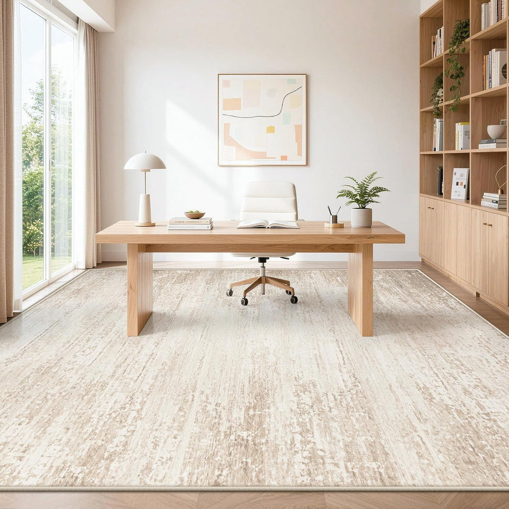 TENGTENGLINK Washable 8x10 Area Rugs for Living Room Modern Abstract Beige