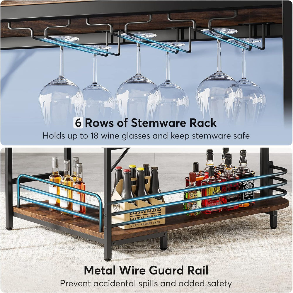 Tribesigns L-Shaped Home Bar Unit, 3 Tier Liquor Table With Storage Shelves a...