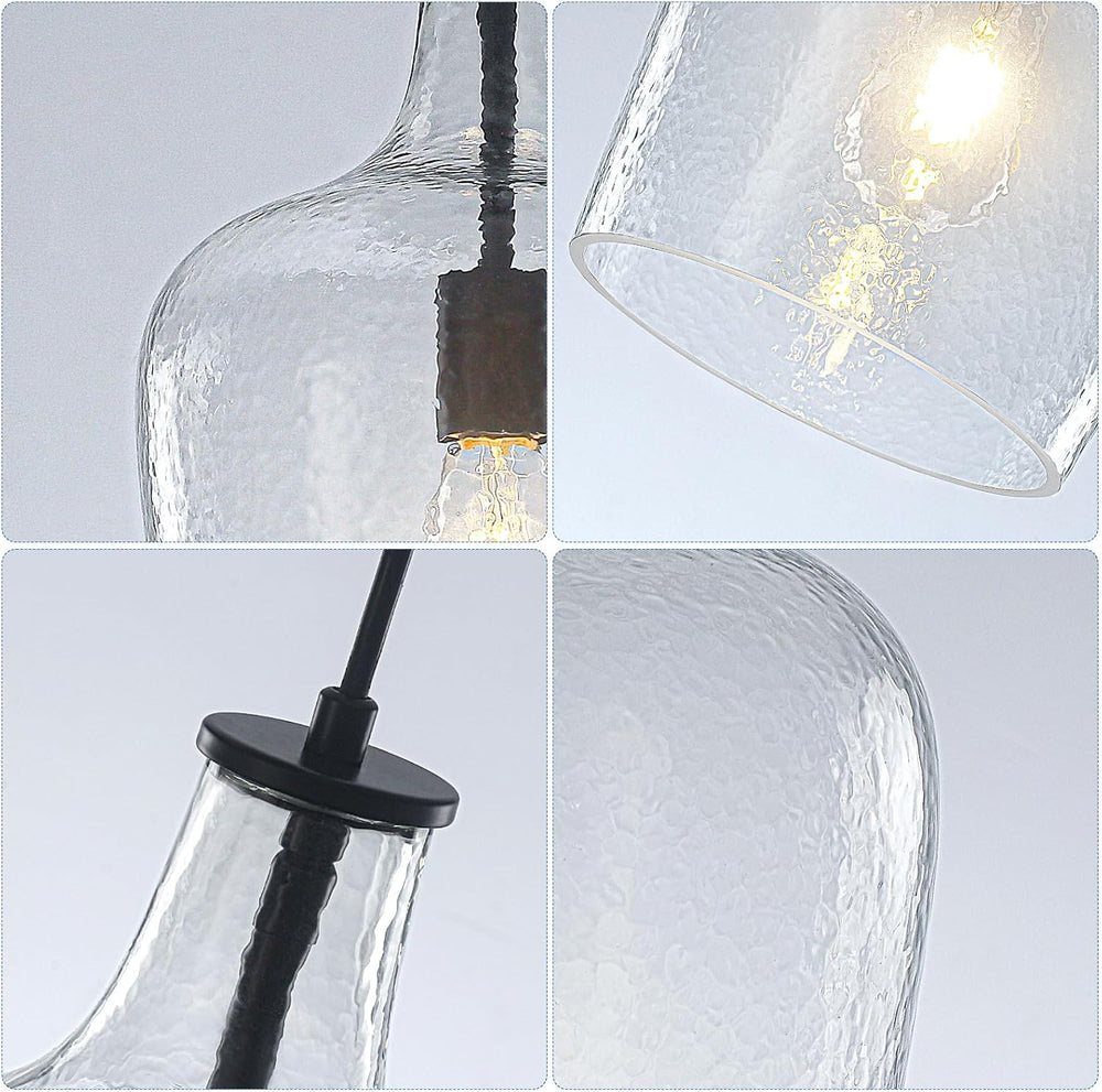 9.3" Blown Glass Pendant Lighting for Kitchen Island,Black Large Pendant...