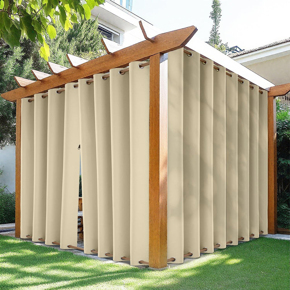 HDCAXKJ Waterproof Outdoor Curtains for Patio with Zipper Top & Bottom Gr...