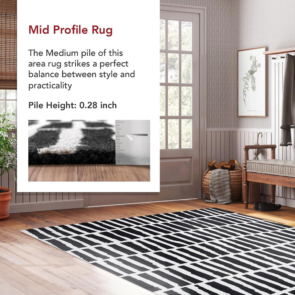 nuLOOM Lemuel Black Geometric Hand Tufted Wool Area Rug, 10' x 13'