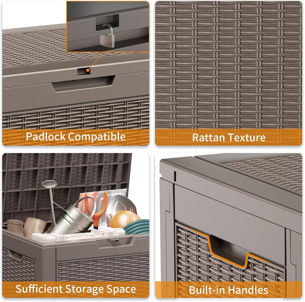ROJIK Outdoor Storage Housing Deck Box - Waterproof Patio Furniture, Garden T...