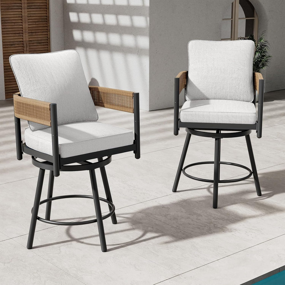 Grand patio Outdoor Swivel Bar Stools Set of 6, 26" Counter Height Swive...