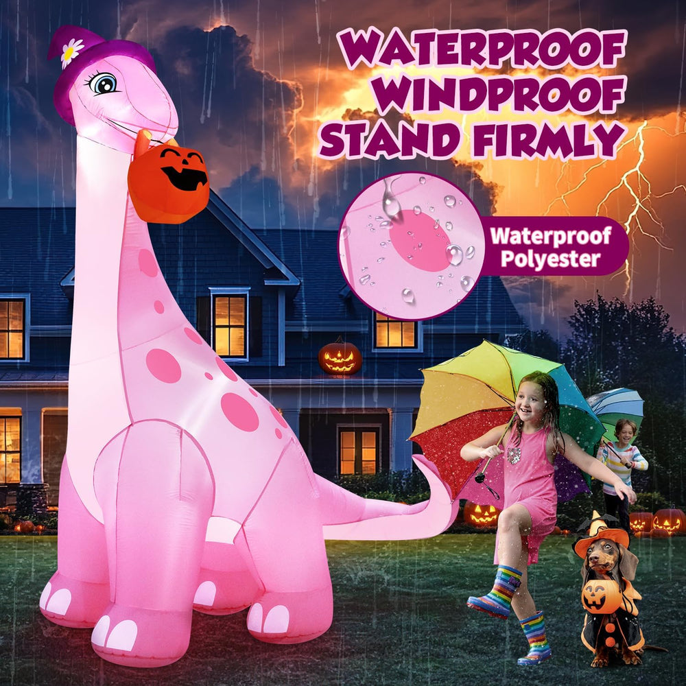 zukakii 13FT Giant Halloween Inflatables Decorations Outdoor Pink Dinosaur, H...