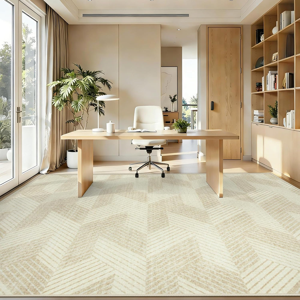 MXSANYOO Area Rugs 8x10 for Living Room, Washable Geometric Beige Rug