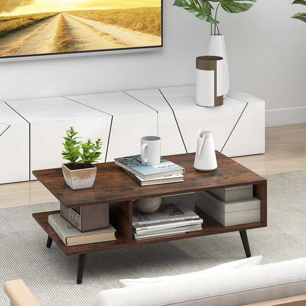 GIANTEX Coffee Table with Storage, Mid Century Modern Center Table for Living...