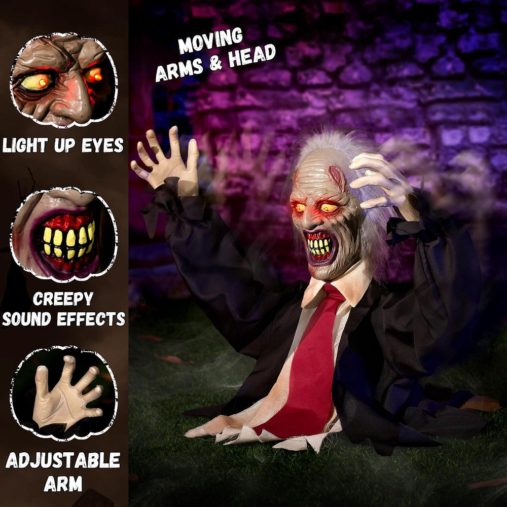 Halloween Decorations Animatronic Zombie Groundbreaker, Horror Animated Zombi...