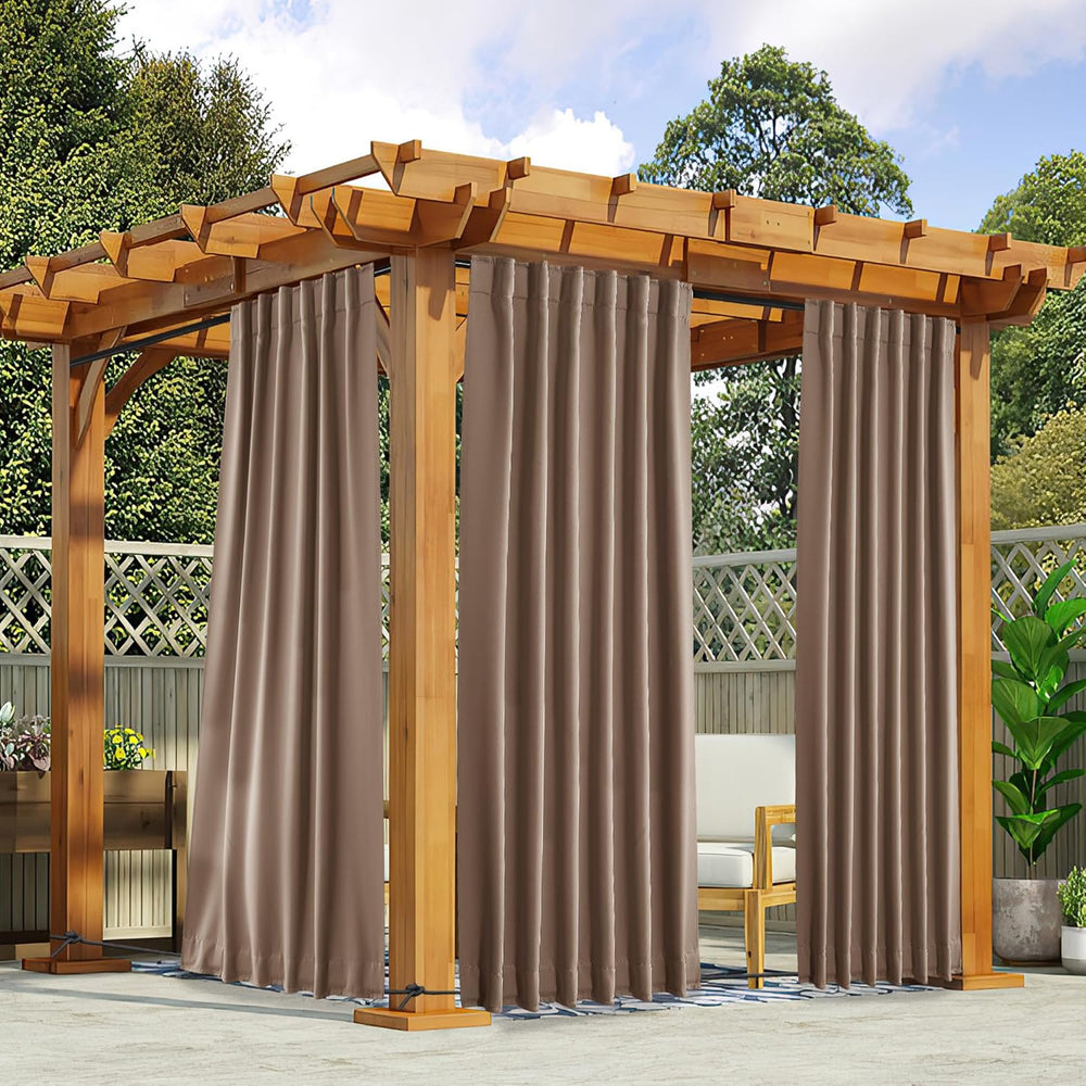 NICETOWN 2 Panels Waterproof Outdoor Curtains Fixed Pocket & Back Tab on ...