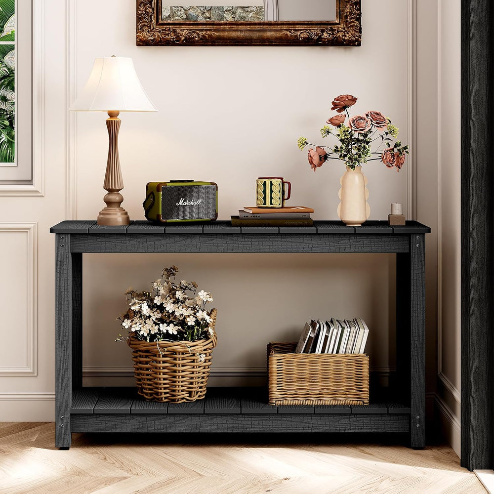 Outdoor Console Table, 48" Weather Resistant HIPS Patio Side Table