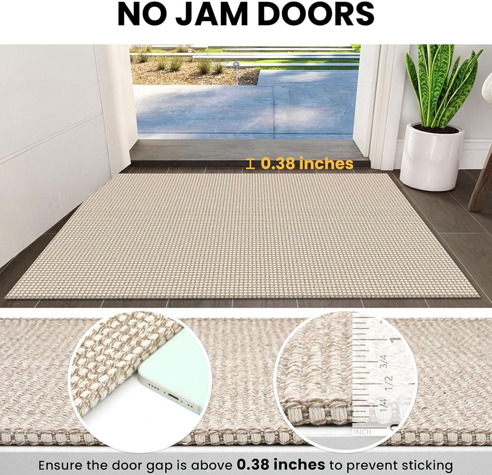 IOHOUZE Washable Area Rug 3x5 Non Slip Rubber Backed Woven Rugs for Entryway ...