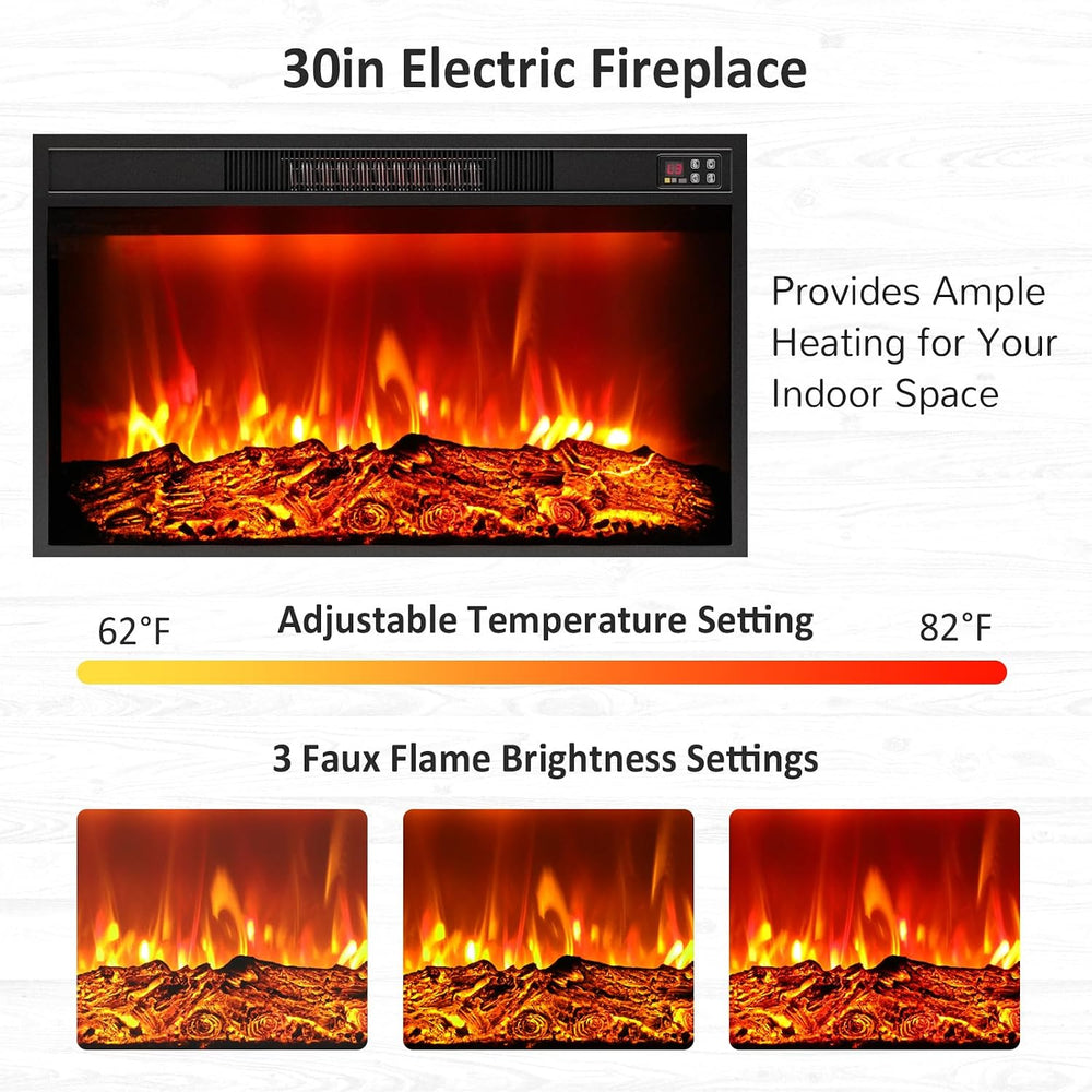 Naice 104" Fireplace TV Stand, Electric Fireplace Mantel with Power Outlet