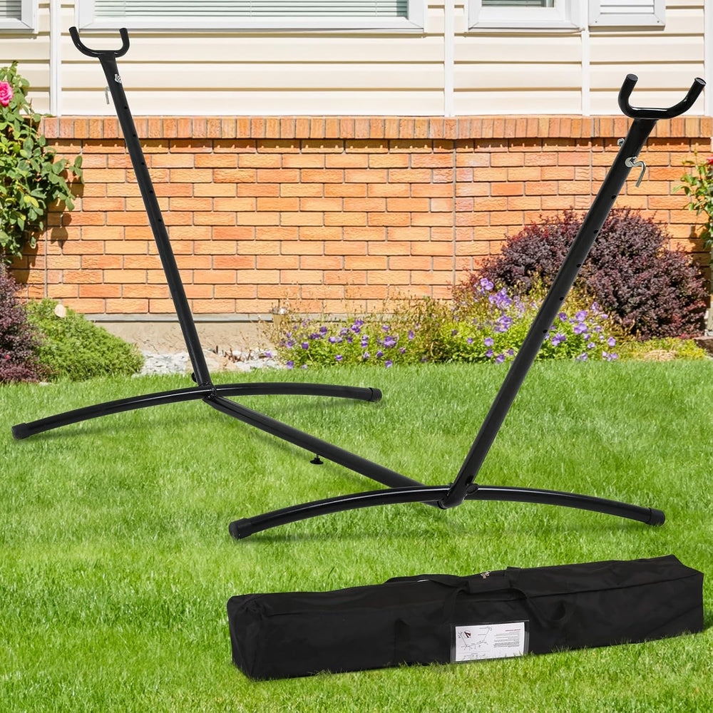 Double Hammock with Space Saving Steel Stand 400 lb Capacity, Portable Hammoc...