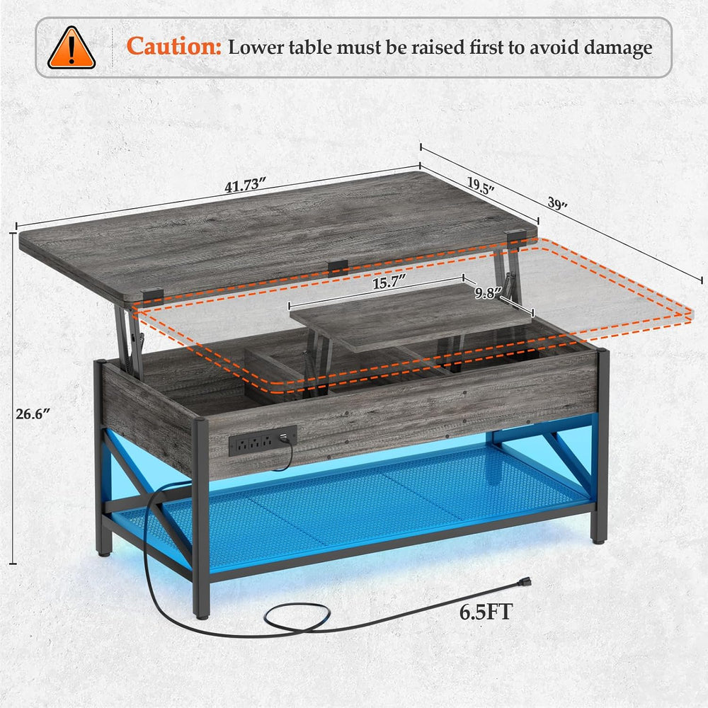 Aheaplus Coffee Table Lift Top Multi-Function Coffee Table Converts to Dining...
