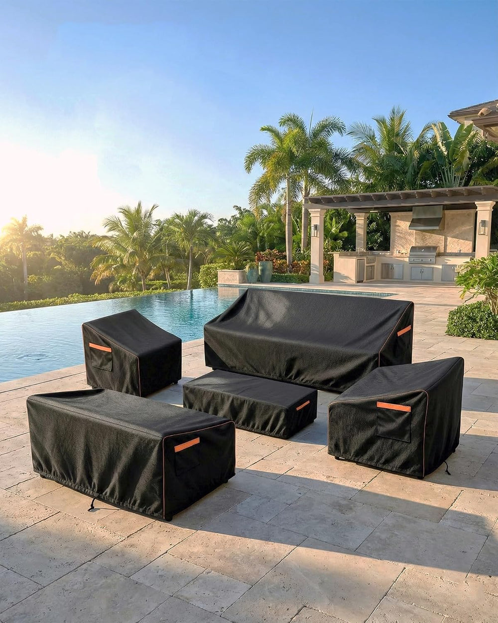 Round Outdoor Patio Furniture Cover, Heavy Duty 600D Waterproof Cover for Tab...