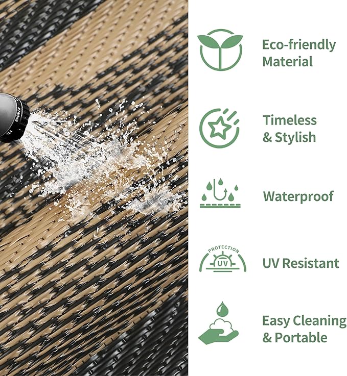 GENIMO Outdoor Rug for Patio Clearance, 6'x9' Waterproof Camping Mat,...