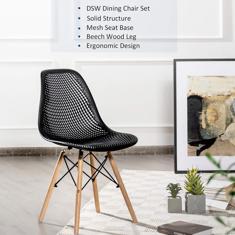 Giantex Set of 4 Modern Dining Chairs, Outdoor Indoor Shell PP Lounge Side Ch...