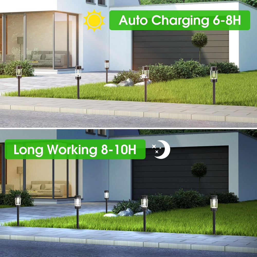 Eyrosa Solar Pathway Lights Outdoor Waterproof, 12 Pack, Cool White