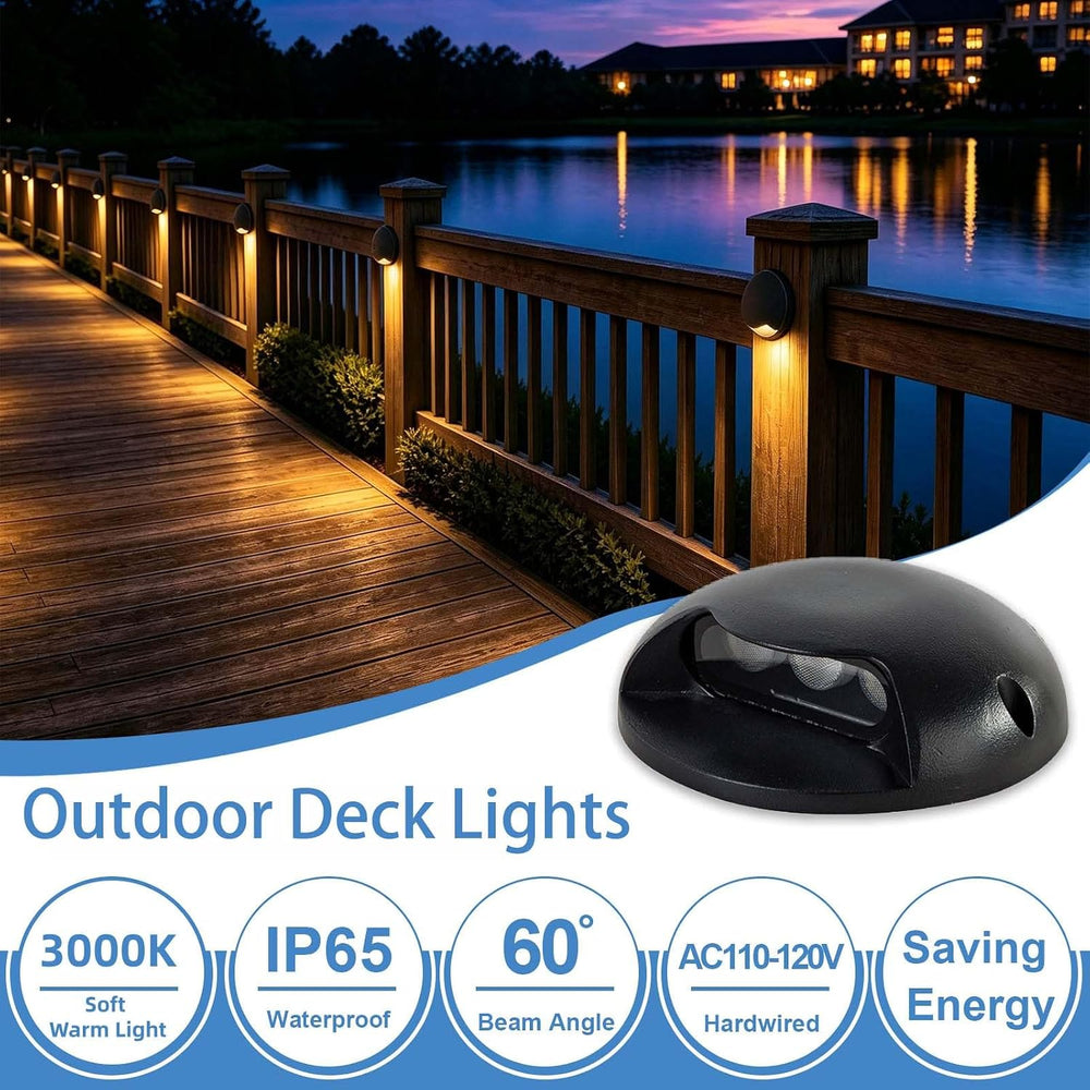 3W Outdoor Deck Lights, 3000K LED Landscape Step Lights, 4-Pack