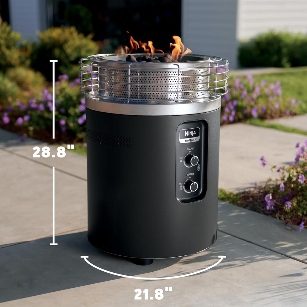 Ninja Fireside360 Fire Pit & Heater, 80,000 BTU, 3 Modes, Push Start, Black