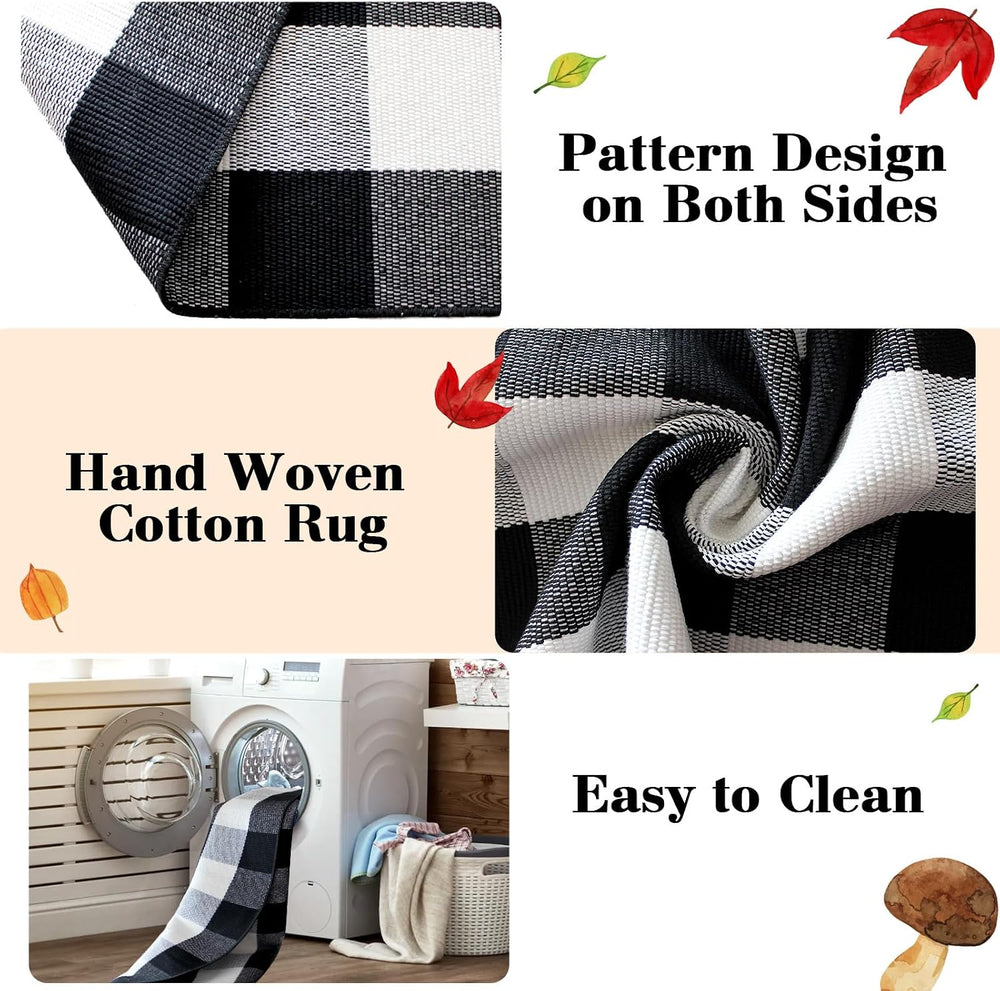 2 Pcs Fall Door Mat Combo Set 100% Coco Coir Welcome Mat + 43 x 28 Inches Buf...