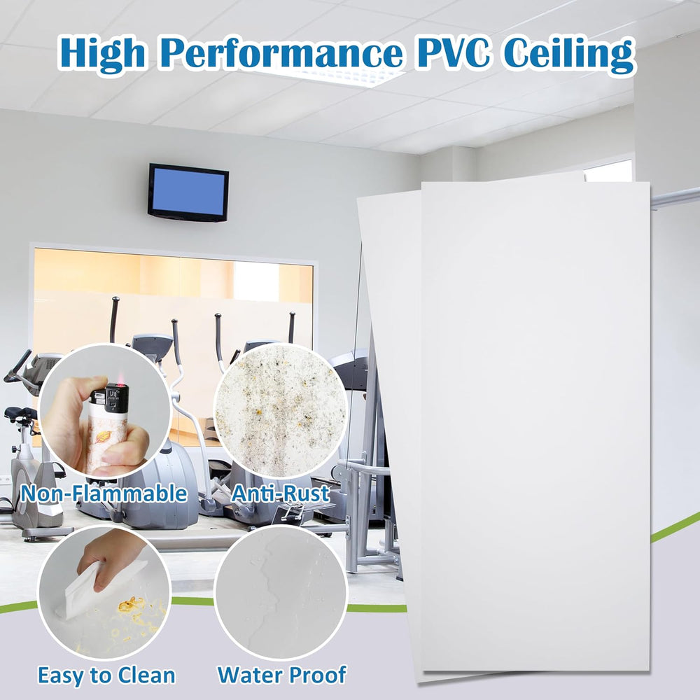 Sunnyglade 10 Pack Drop Ceiling Tile 2ft x 4ft White PVC Ceiling Panel