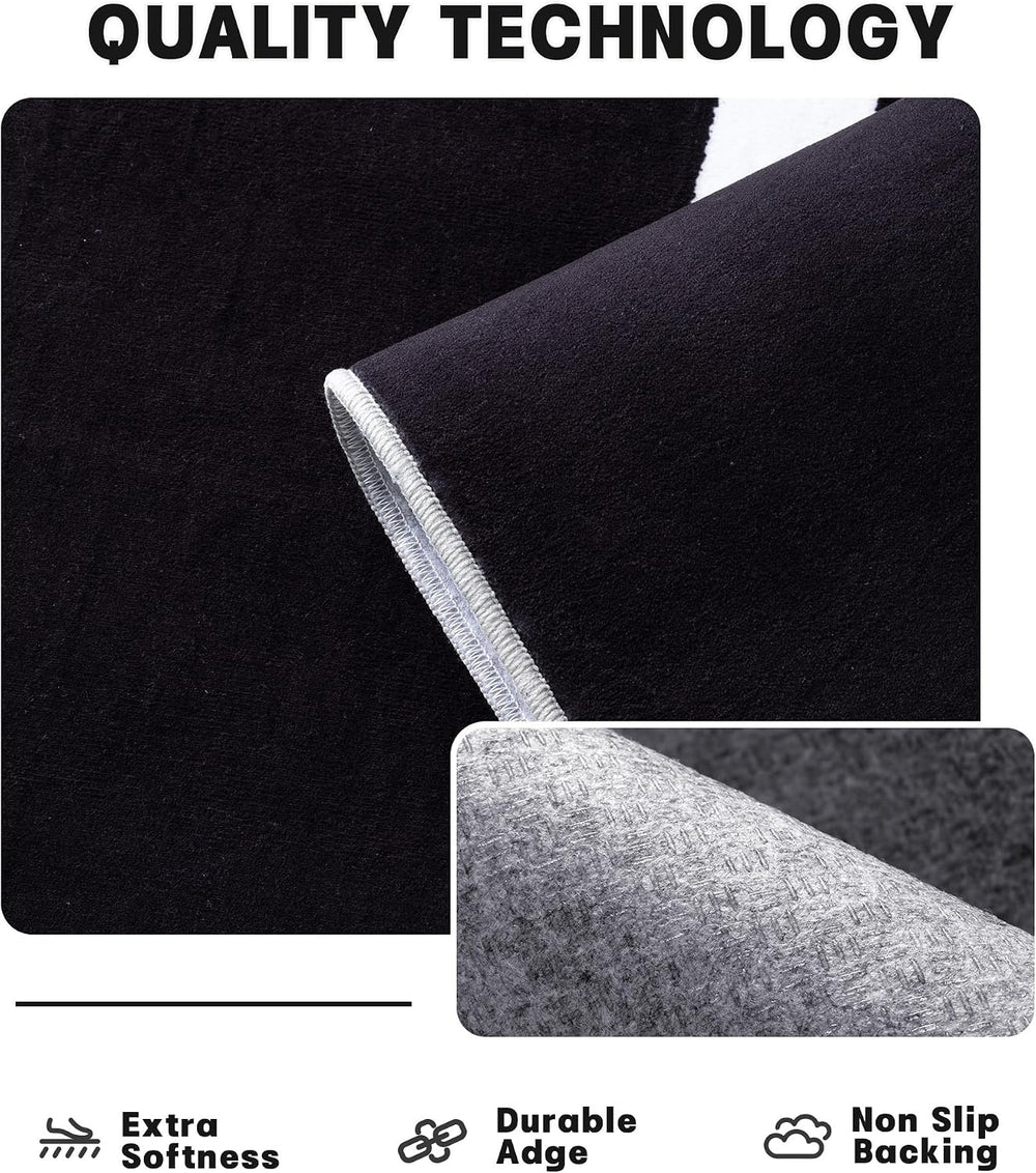 YIHOUSE Modern Washable Area Rug for Living Room Bedroom - Large Abstract Bla...