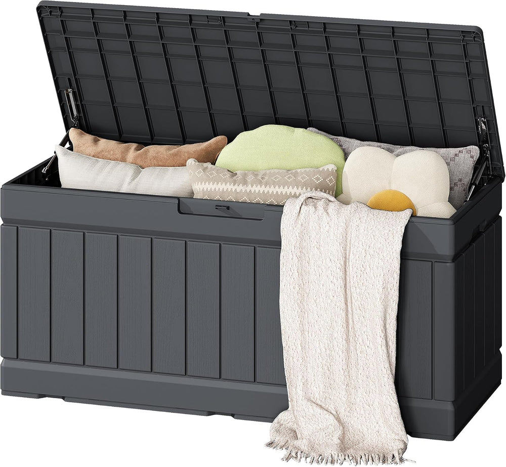 Flamaker 80 Gallon Outdoor Storage Box, Resin Deck Box Waterproof Patio Bin