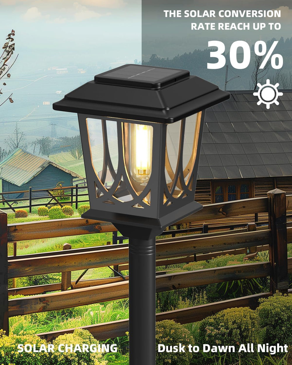 ILANCK Solar Lamp Post Lights 2 Pack, 40 in Warm White Outdoor