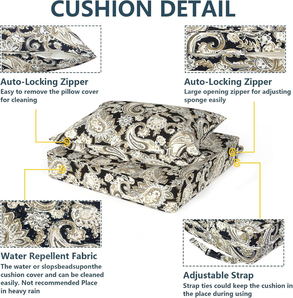 DYTXIII Outdoor Deep Seat Cushion Set, Water Repellent 24"x24" Pati...