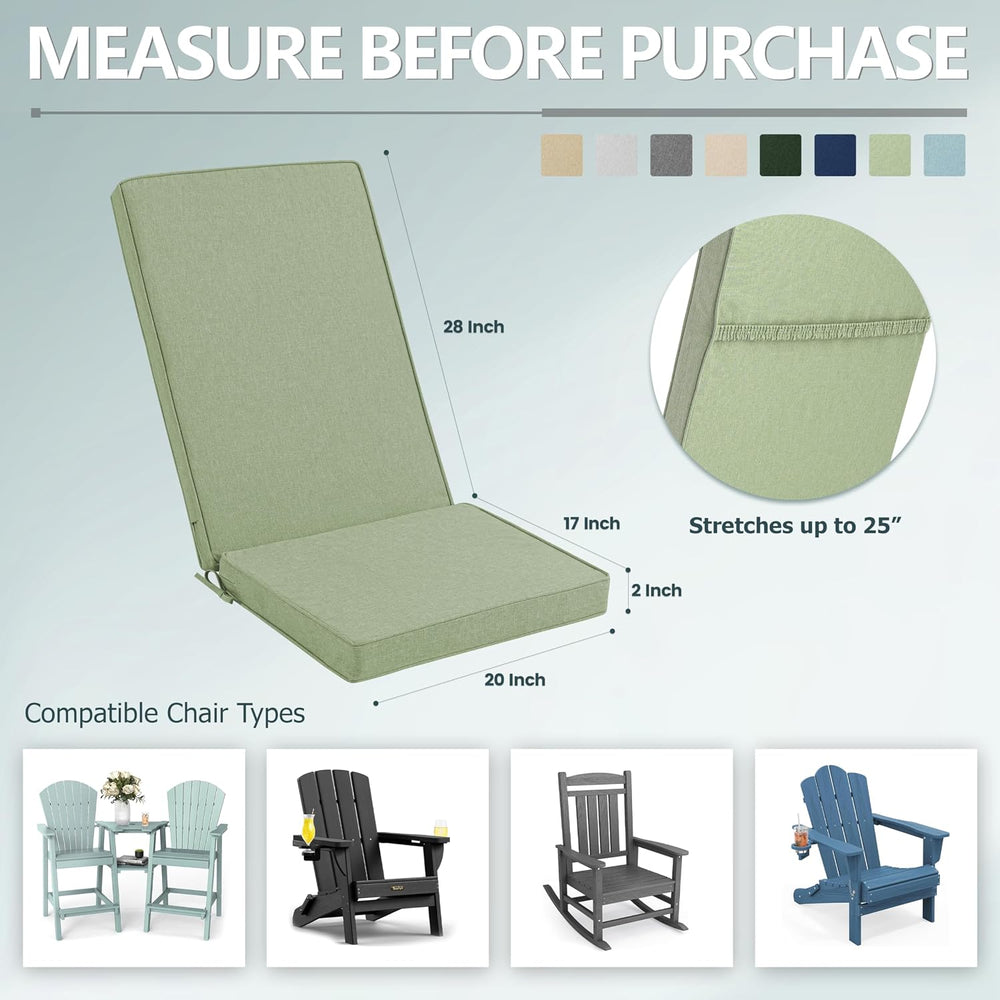 Adirondack Chair Cushions Set of 2 - Removable Covers, Water-Repellent & ...
