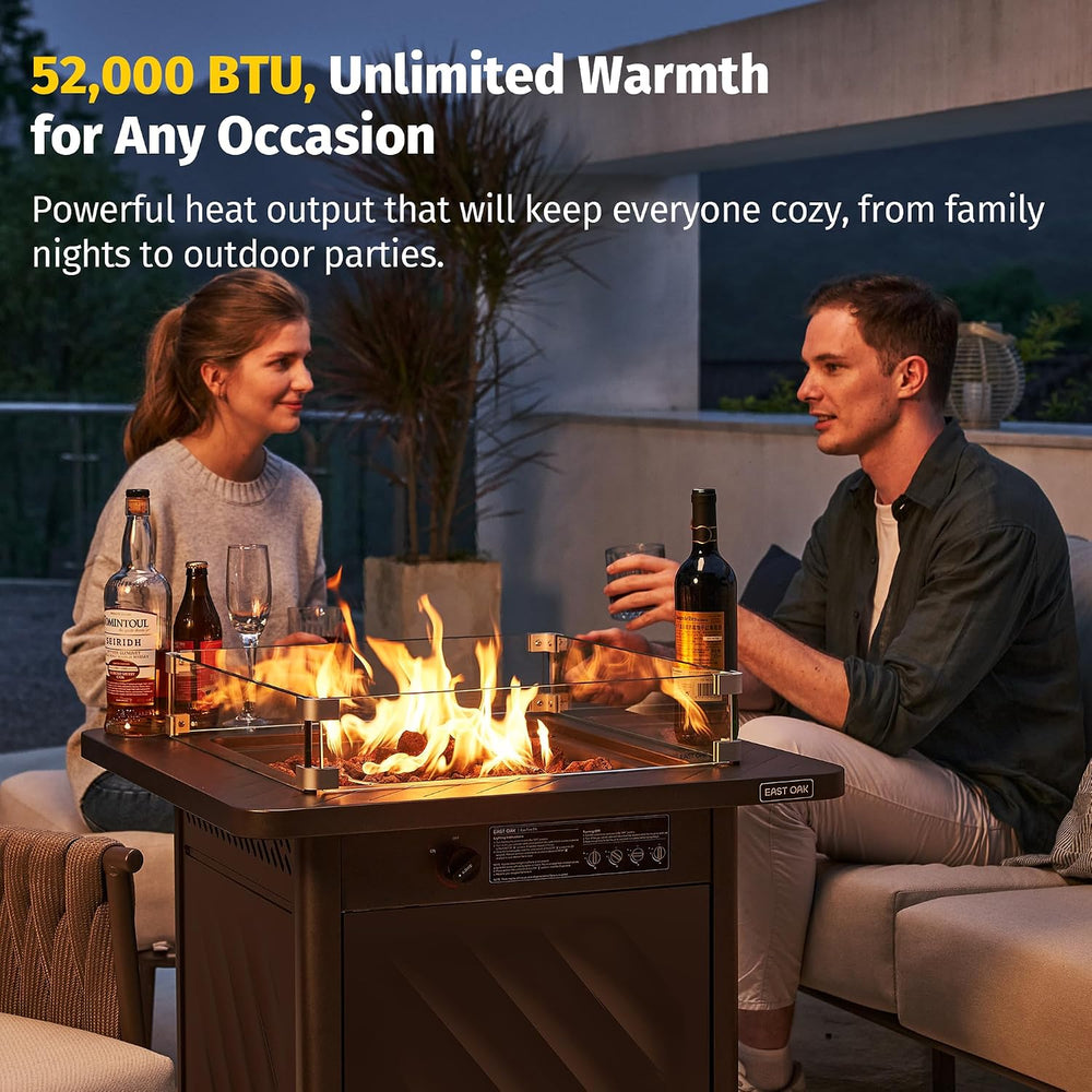 East Oak 28Inch Propane Fire Pit Table, 52,000 BTU