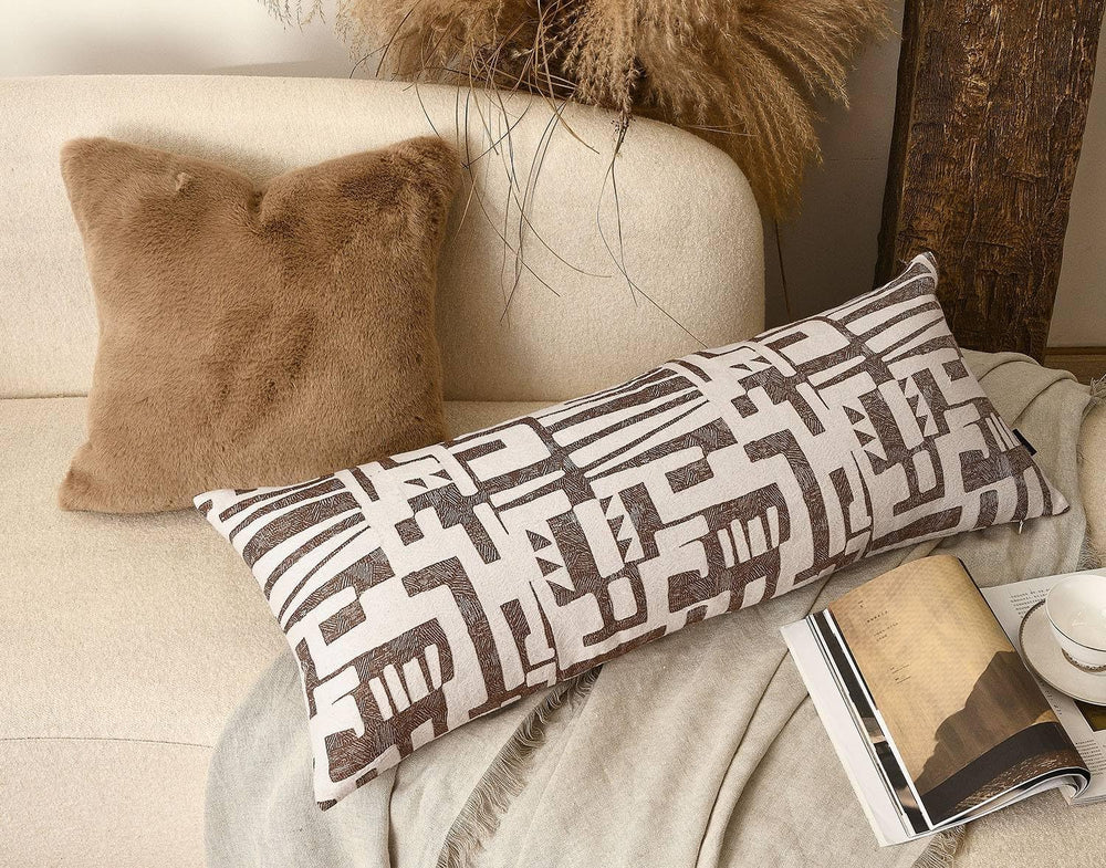 Long Lumbar Pillow Cushion Cover 14x36, Double Sided Modern Geometric High-De...