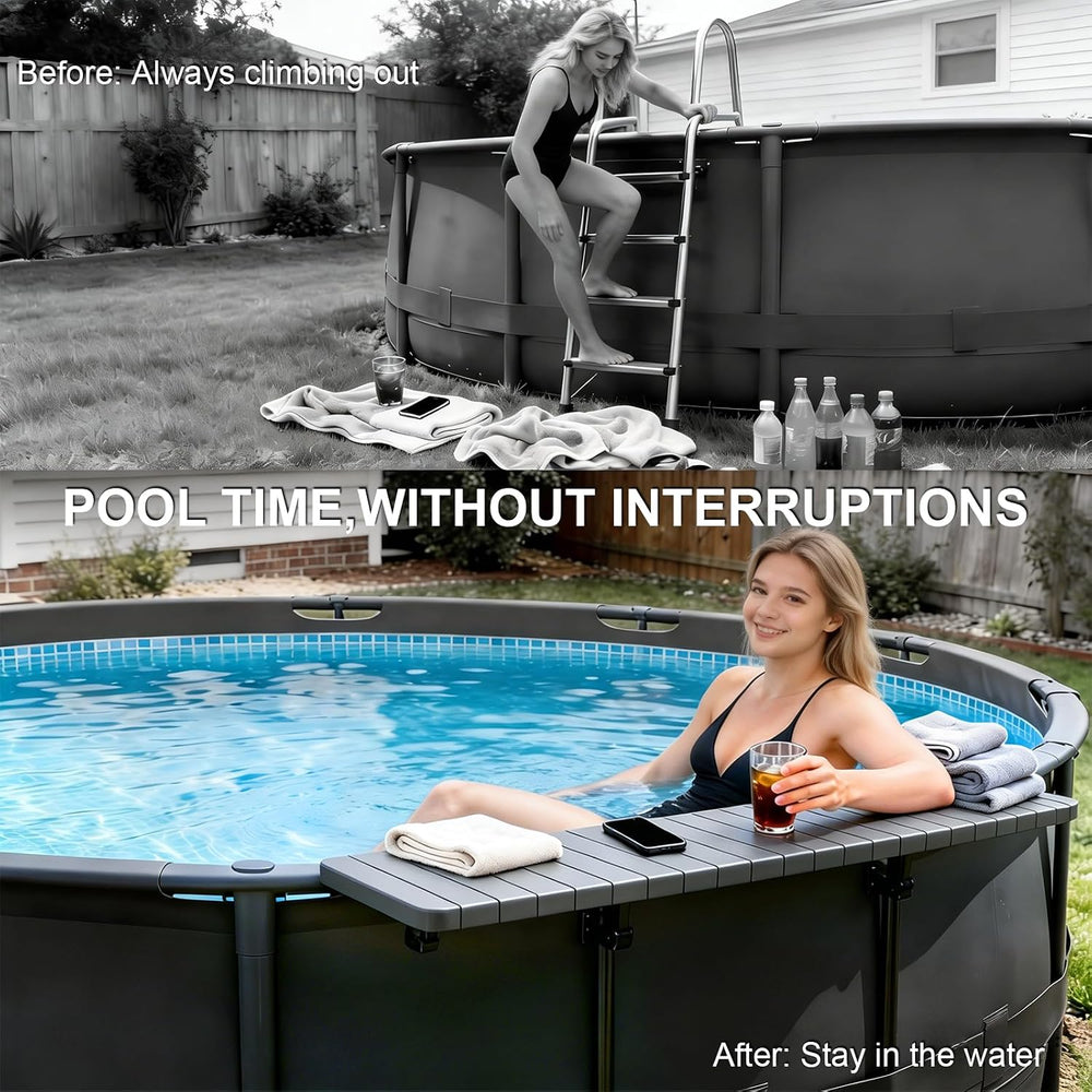 Poolside Bar Table for Above Ground Pool, 49.4x9.6 Outdoor Hanging Swim-Up Ta...