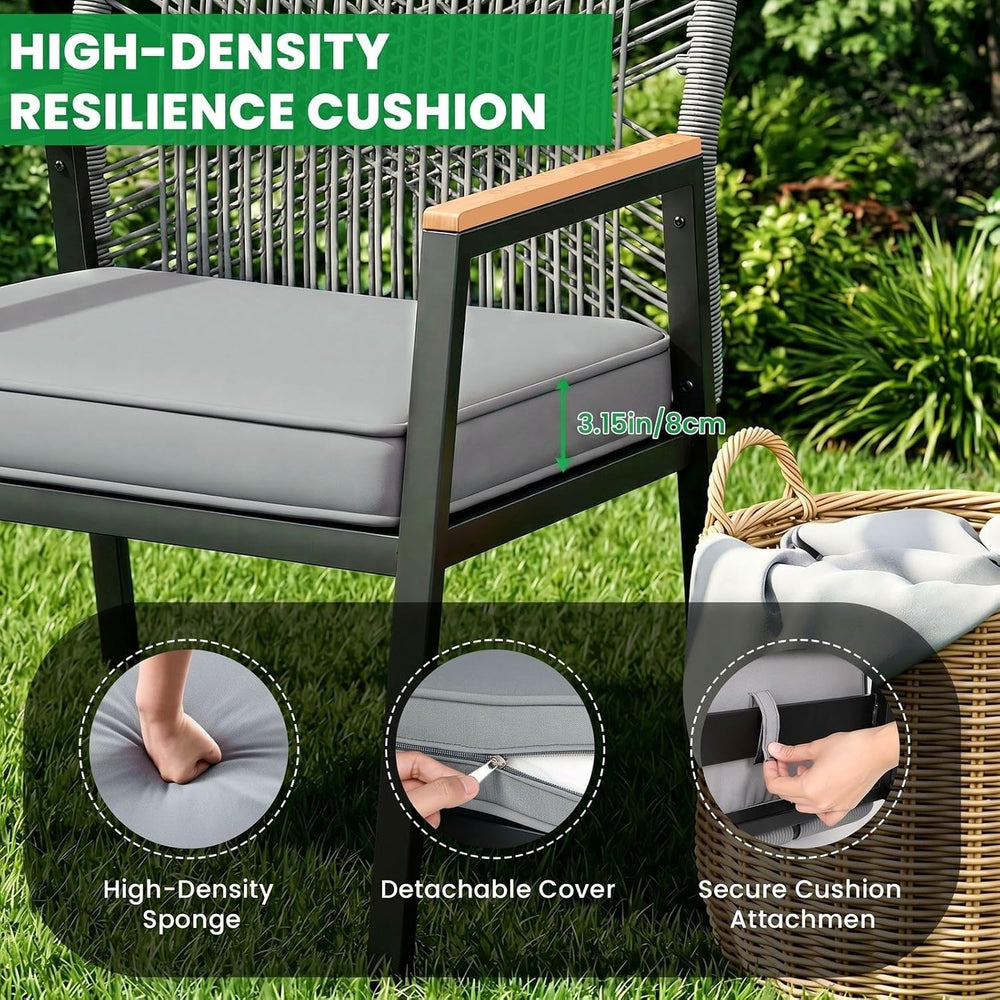 LIFERUN 3-Piece Rattan Patio Set with 2 Chairs and Table, Gray