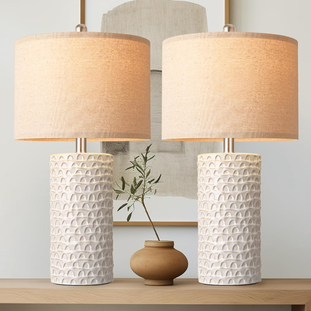 PARTPHONER 23" Modern Ceramic Table Lamp Set of 2, Table Lamps for Livin...