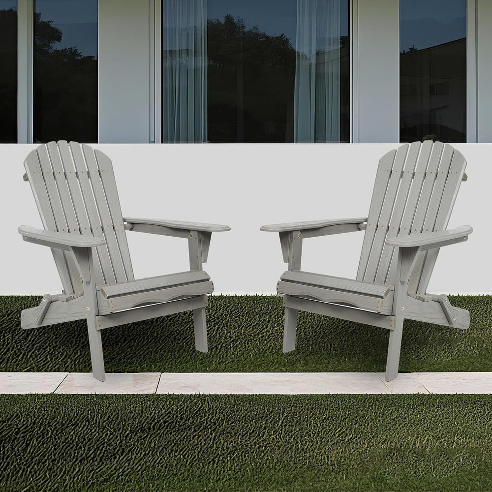 WILLIAMSPACE Adirondack Chairs Set of 2, Solid Wood Outdoor Folding Embossed ...