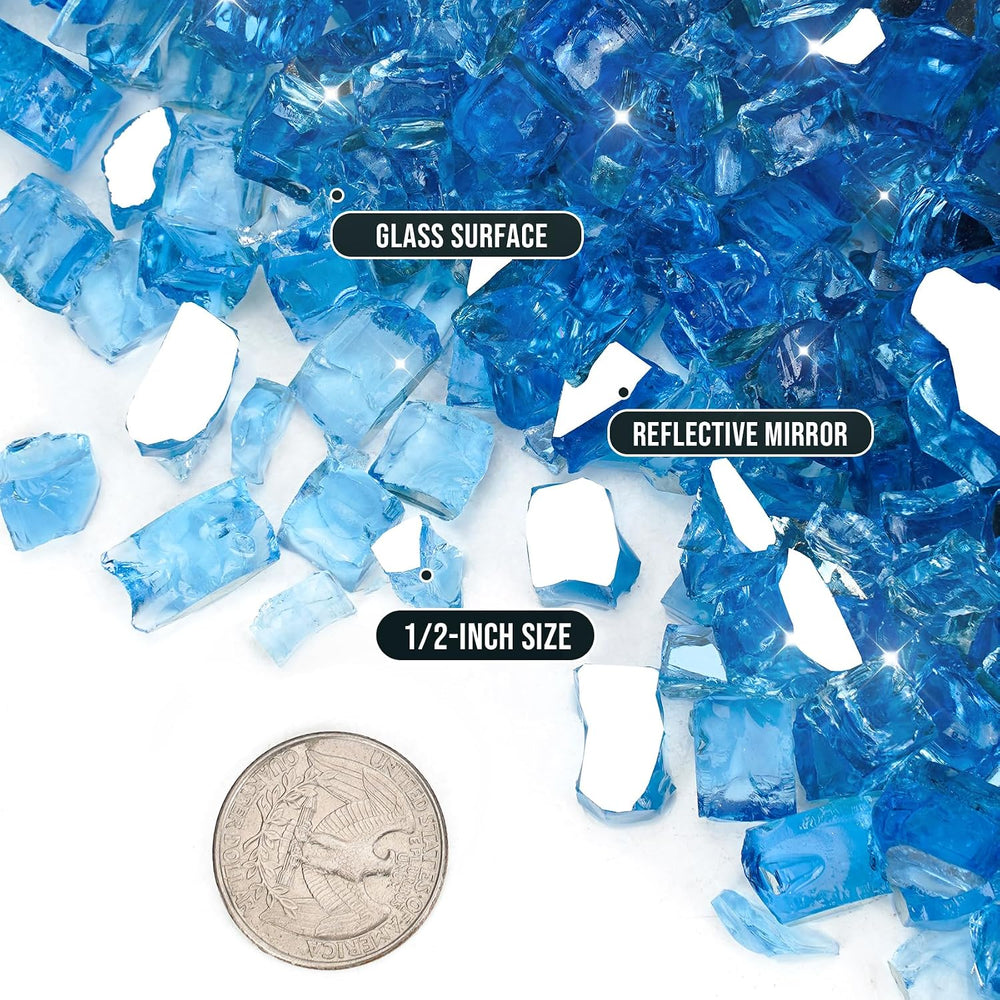 Skyflame 1/2-Inch Fire Pit Glass Rocks for Fireplace Fire Pit, 15-Pound