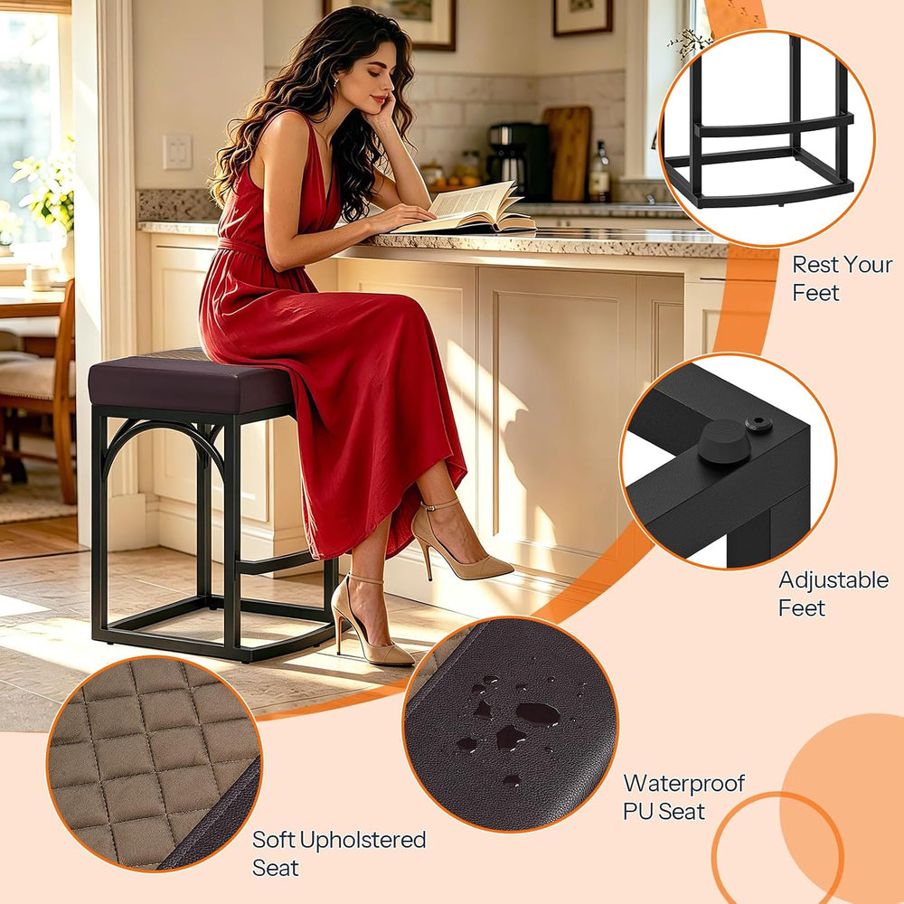 HOOBRO Bar Stools, Set of 2 Bar Stools