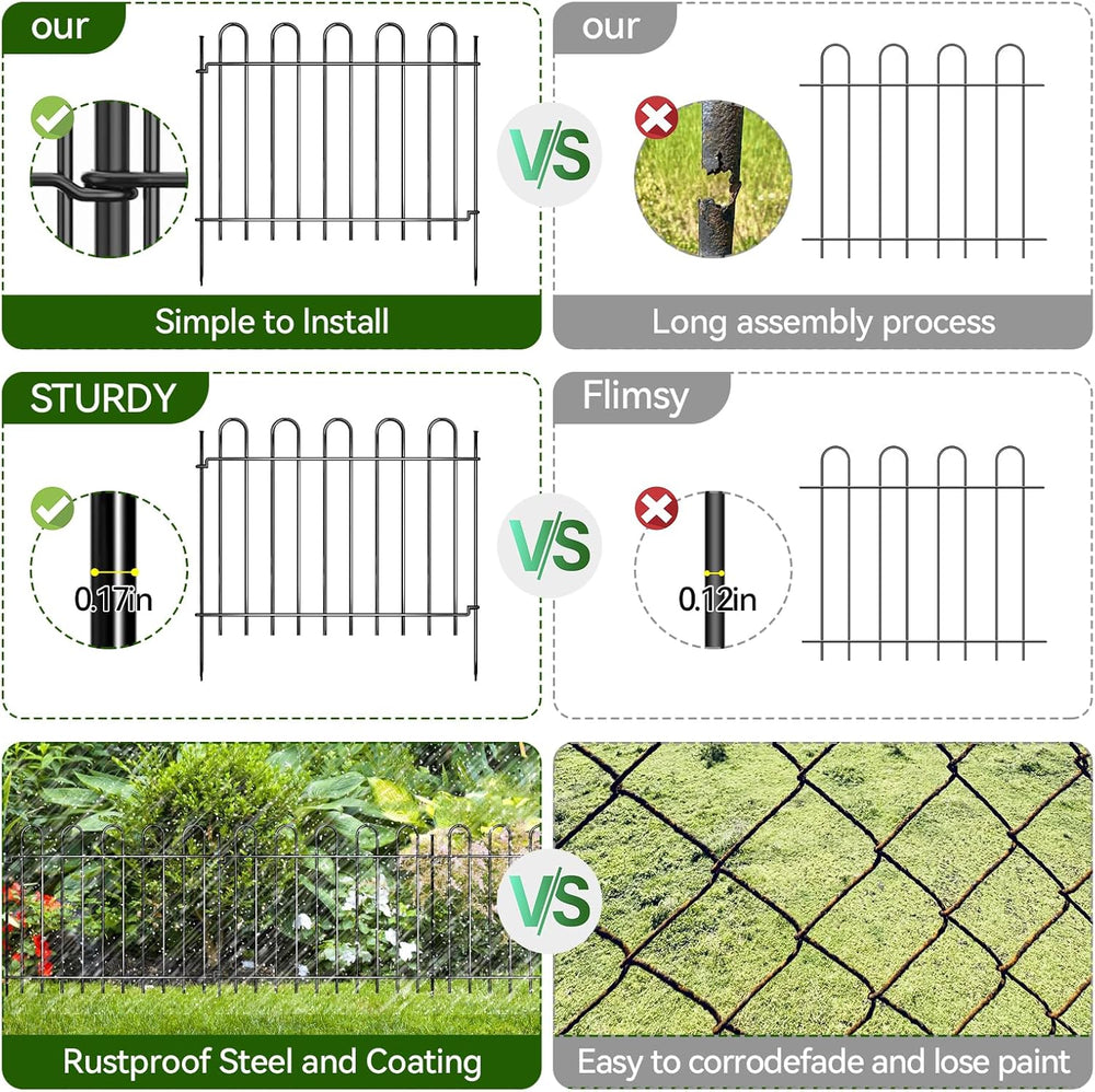 26 Panels Decorative Garden Fence, 37ft X 20in Rustproof Metal Animal Barrier...