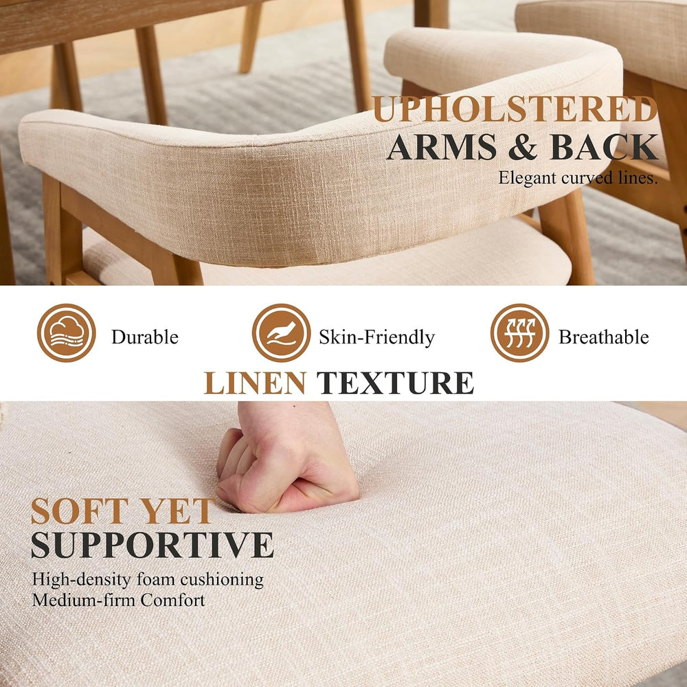 CIMOTA Modern Barrel Dining Chairs with Arms Set of 6, Upholstered Fabric Kit...